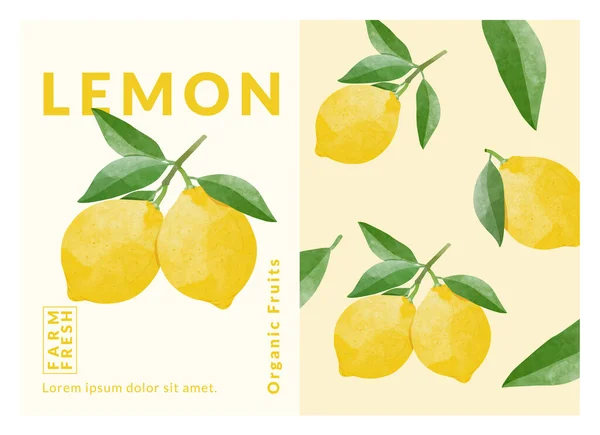 Limon paketleme tasarım şablonları, suluboya biçim vektör çizimi.