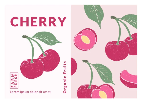 Cherry Label Packaging Design Templates Hand Drawn Style Vector Illustration Vektorgrafiken