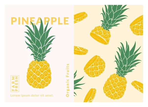 Pineapple Label Packaging Design Templates Hand Drawn Style Vector Illustration 스톡 일러스트레이션