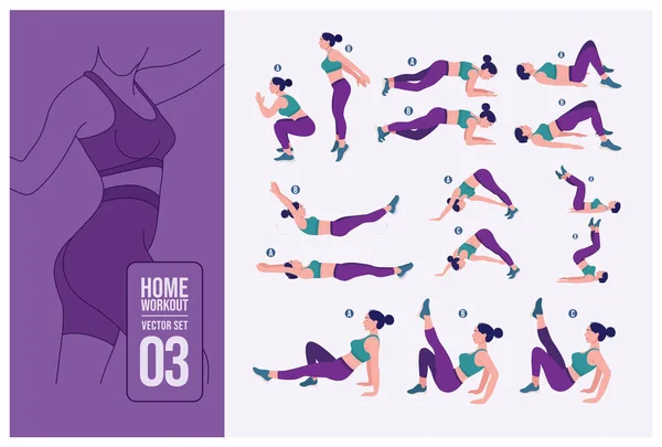 Women Workout Set Women Doing Fitness Yoga Exercises — ストックベクタ