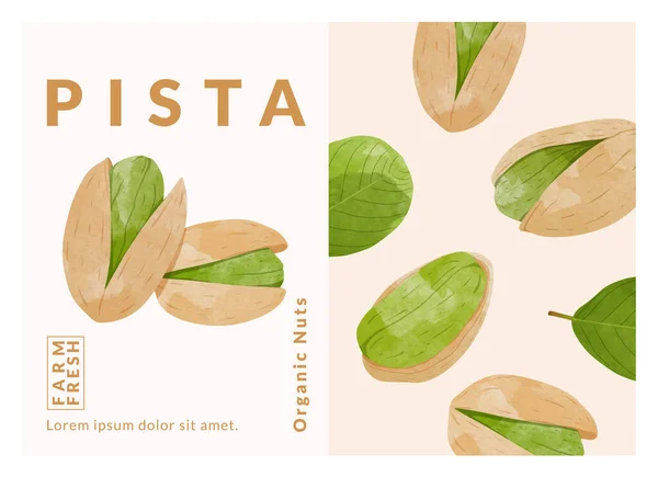 Pista包装设计模板 水彩画矢量插图 — 图库矢量图片