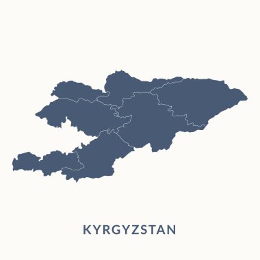 Kırgızistan haritası. Kırgızistan harita vektör çizimi.