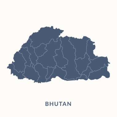 Bhutan Haritası. Butan harita vektör illüstrasyonu.