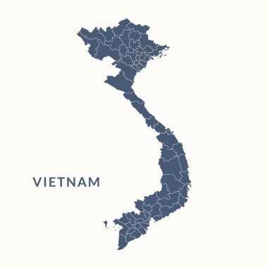 Vietnam haritası. Vietnam harita vektör illüstrasyonu.