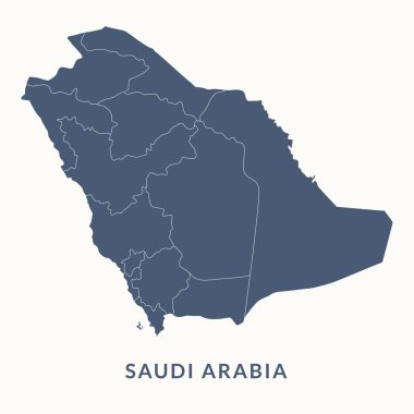 Suudi Arabistan haritası. Suudi Arabistan harita vektör çizimi.