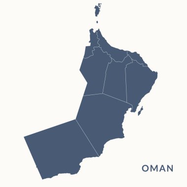 Umman 'ın haritası. Umman haritası vektör illüstrasyonu.