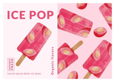 Buz patlamaları Paketleme tasarım şablonları, suluboya biçim vektör çizimi.