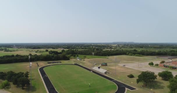 Drone Panning American Football Field Texas — Video Stock