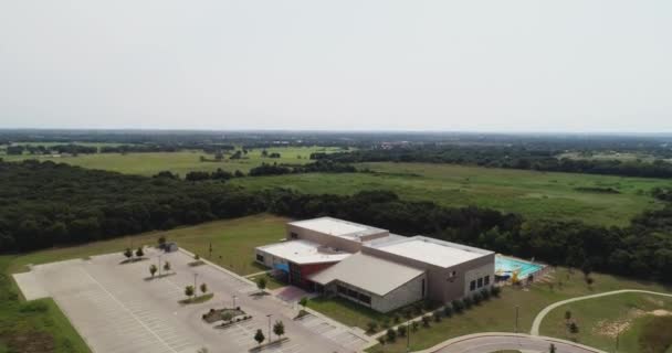 Drone Going Building Historical Town Texas — Vídeo de stock