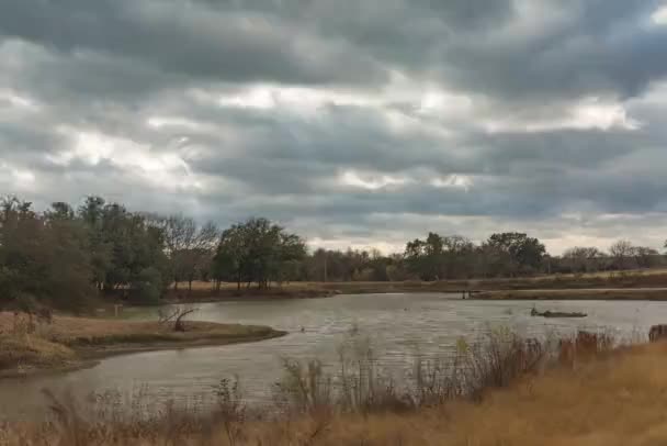 Time Lapse Video Texas Pond Winter Very Windy — Vídeo de Stock