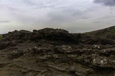 İzlanda 'nın güneyindeki eski lav alanları.