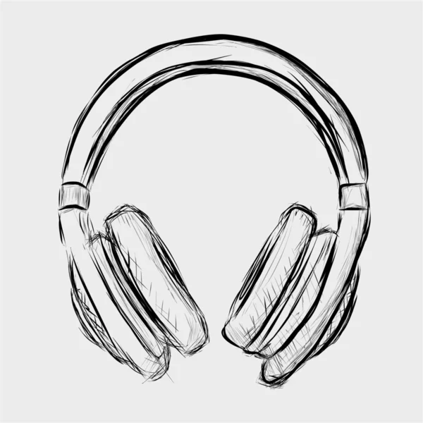 Sketsa headphone - Stok Vektor