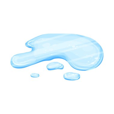 Donmuş su birikintisi, beyaz arka planda izole edilmiş karikatür tarzında buzlu göl. Soğuk su, mevsimlik klipsli sanat. Parlak ve ayrıntılı. 