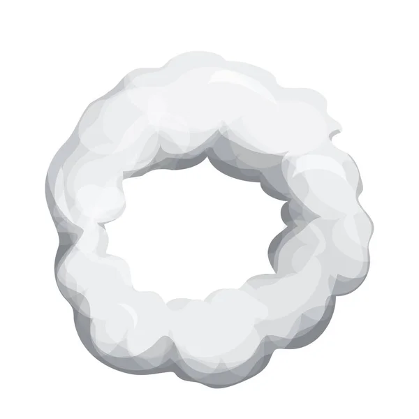 Explosão de poeira de fumaça em estilo cartoon isolado no fundo branco. Moldura, trunfo. Abstrato nuvem cinza, gás, elemento de movimento. — Vetor de Stock