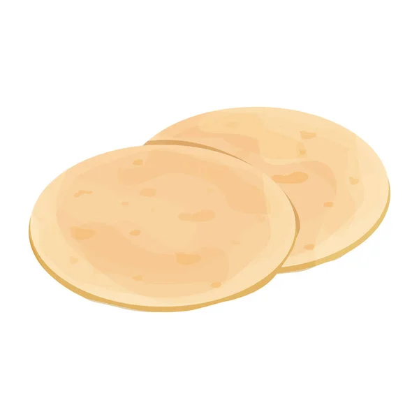 Lavash, tortilla. Ingrediente da cozinha mexicana em estilo cartoon isolado no fundo branco. Fast food, pão tradicional. —  Vetores de Stock