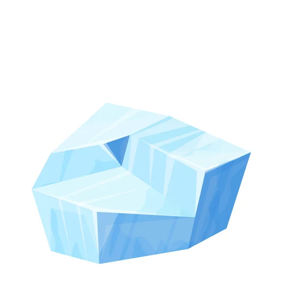 IJsschotel, bevroren waterstuk, ijsberg in cartoon stijl geïsoleerd op witte achtergrond. Polar landschapselement, ui spel aanwinst. Winterversiering. — Stockvector