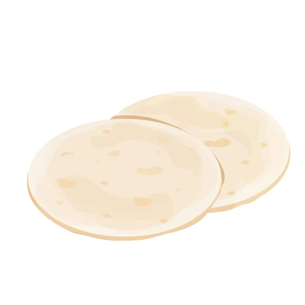 Lavash, tortilla. Ingrediente da cozinha mexicana em estilo cartoon isolado no fundo branco. Fast food, pão tradicional. —  Vetores de Stock