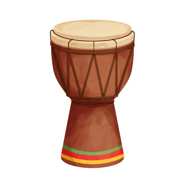 Tambor Djembe Africano Reggae Jamaica Instrumento Musical Tradicional Estilo Cartoon — Vetor de Stock