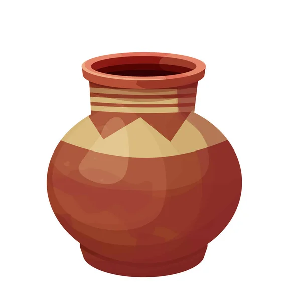 Pot africain, vase en céramique, artefact tribal artisanal en style dessin animé isolé sur fond blanc. Amphore de l'argile, — Image vectorielle