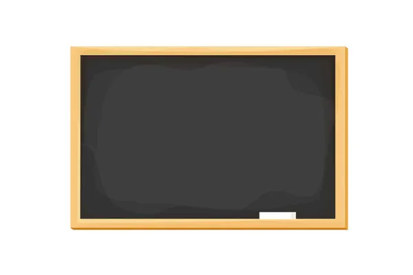 Schoolbord, schoolbord met houten frame, leeg sjabloon, getextureerd in tekenfilmstijl geïsoleerd op witte achtergrond. — Stockvector