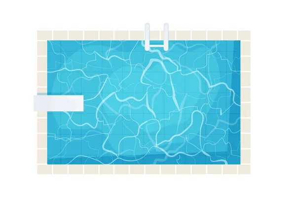 Beyaz arka planda izole edilmiş karikatür tarzında havuz üstü görüntüsü. Su dokusu, detaylı ve parlak. Açık hava, manzara.. — Stok Vektör