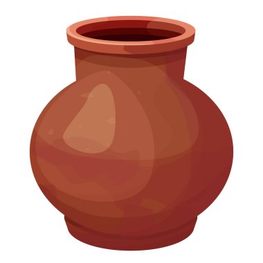 Afrika çömleği, seramik vazo, beyaz arka planda izole edilmiş karikatür tarzında el işi sanat eseri. Çamurdan amfora, 