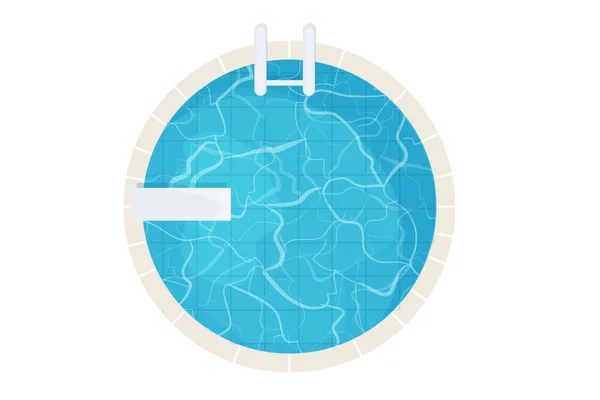 Bazén top pohled v karikaturním stylu izolované na bílém pozadí. Struktura vody, podrobná a jasná. Venkovní, krajina. — Stockový vektor