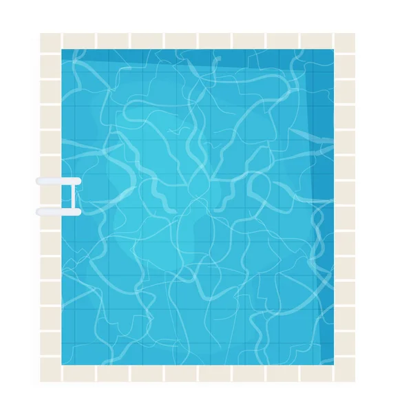 Swimming pool top view in cartoon style isolated on white background. Water texture, detailed and bright. Outdoor, landscape. — Stock Vector