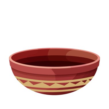 Afrika çömleği, seramik vazo, beyaz arka planda izole edilmiş karikatür tarzında el işi sanat eseri. Çamurdan amfora, 