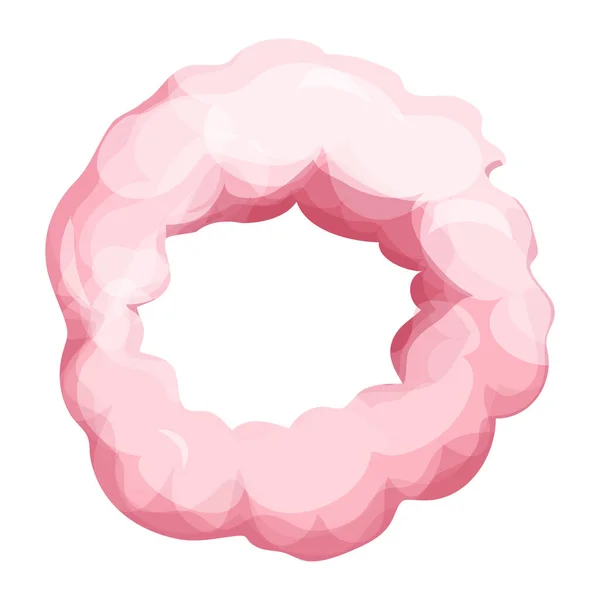 Ροζ σύννεφο κύκλο, αφράτη μαγεία σε στυλ κινουμένων σχεδίων που απομονώνονται σε λευκό φόντο. Καπνός, ομίχλη χαριτωμένη διακόσμηση. Στοιχείο παιχνιδιού UI. — Διανυσματικό Αρχείο
