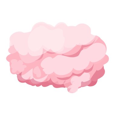 Pembe romantik balon bulutu, beyaz arka planda izole edilmiş çizgi film tarzında tüylü sihir. Duman, sis şirin dekorasyon. Ui oyun varlığı.