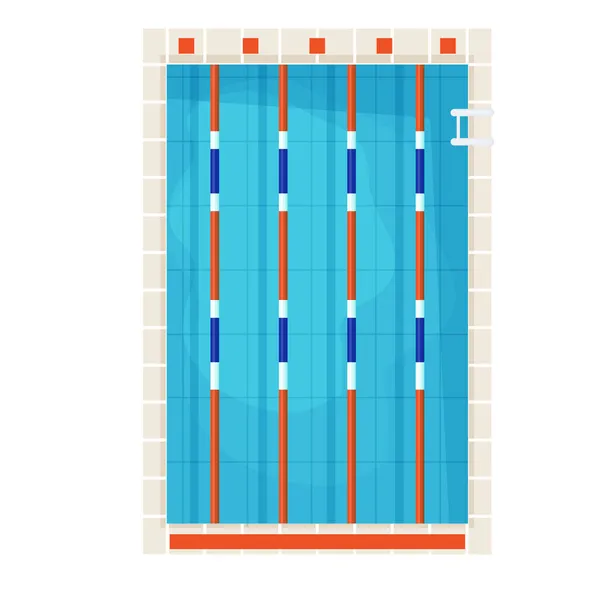 Olympijský bazén top pohled s čistou s modrou vodou v karikaturním stylu izolované na bílém pozadí. vektorová ilustrace — Stockový vektor