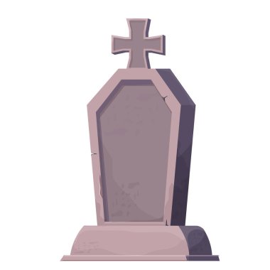 Taş mezar, beyaz arka planda izole edilmiş karikatür tarzı bir anıt. Cenaze, mezarlık eşyası. Ahiret Anıtı.