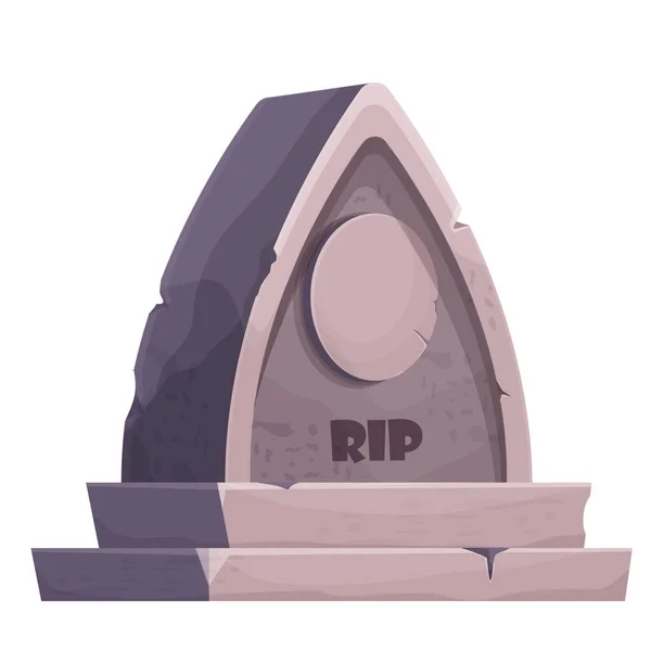 돌로 만든 무덤, 흰 배경에 고립된 만화 스타일의 기념비. 장례식, 공동 묘지. 애프터 라이프 기념비. — 스톡 벡터