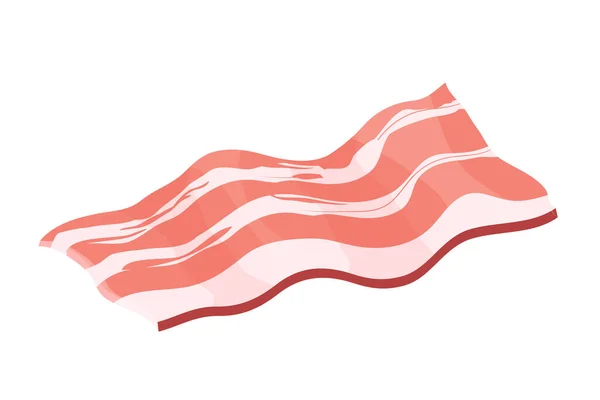 Bacon affettato pezzo in stile cartone animato isolato su sfondo bianco. Ingrediente grezzo. Prodotto di carne. — Vettoriale Stock