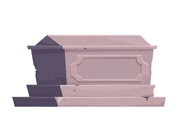 石の墓は、白い背景に隔離された漫画のスタイルで記念碑。葬儀、墓地のオブジェクト。死後の記念碑. — ストックベクタ