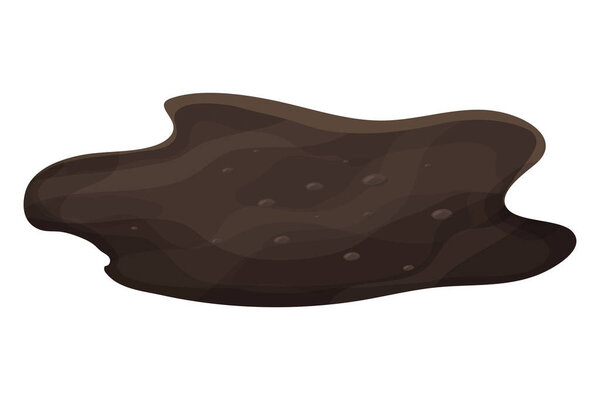 Dirty mud puddle, swamp in cartoon style isolated on white background. Natural wet soil, clip art. 
