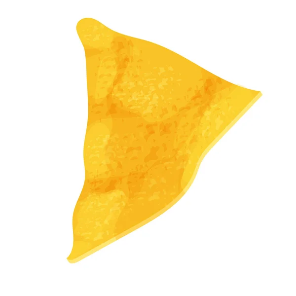 Tortilla chipsy, tradycyjne nacho Meksyku, trójkąt chrupiące jedzenie w stylu kreskówki izolowane na białym tle. Fast food, szczegółowy posiłek. — Wektor stockowy
