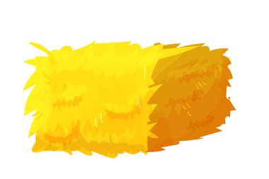 Saman balyası, beyaz arka planda izole edilmiş karikatür tarzında kurutulmuş buğday. Çiftçilik, saman yığını, buğday veya ot yığını.