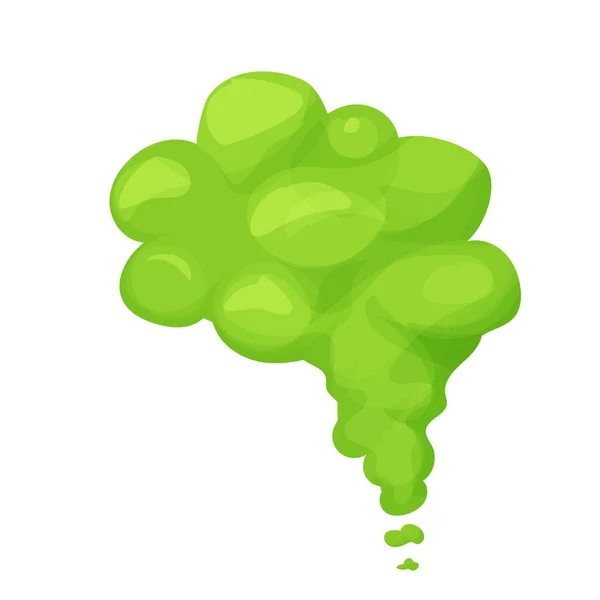Grön lukt ånga, giftig stank rök, damm moln eller fiser i tecknade serier stil isolerad på vit bakgrund. Dålig doft. — Stock vektor