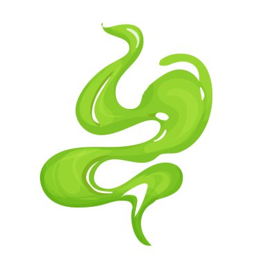 Yeşil koku buharı, zehirli koku dumanı, toz bulutu ya da beyaz arka planda izole çizgi film tarzında osuruk. Kötü koku..