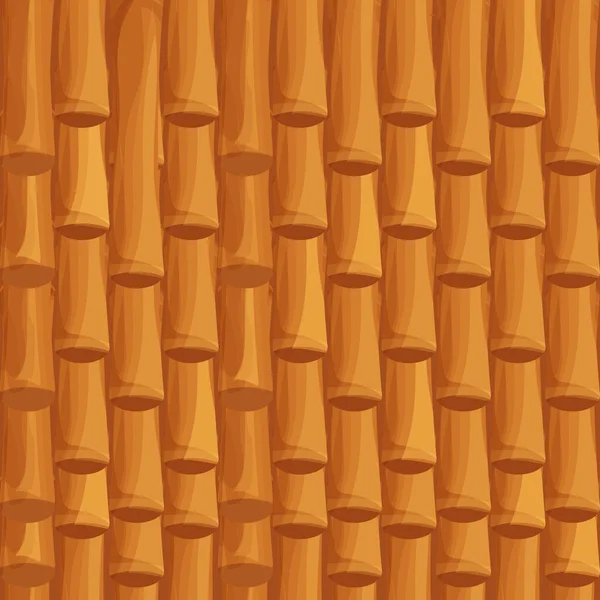 Barna bambusz háttér rajzfilm stílusban. Fal, tető botokból, trópusi, ázsiai dekoráció. Függőleges kialakítás. — Stock Vector