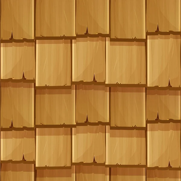 Alte hölzerne Dacheindeckung aus Brettern, ui-Spiel Hintergrund, nahtlose Muster im Cartoon-Stil isoliert. Detailliertes, strukturiertes Material. — Stockvektor