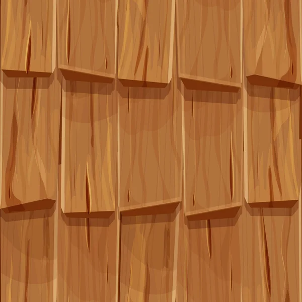Vieille couverture de toit en bois à partir de planches, ui fond de jeu, motif sans couture dans le style de dessin animé isolé. Matériau détaillé et texturé. — Image vectorielle