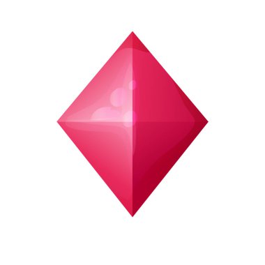 Sihirli kristal, eşkenar dörtgen değerli taş, beyaz arka planda izole edilmiş karikatür tarzı hazine. Doğal kaya, mineral. Ui oyun varlığı, simge.