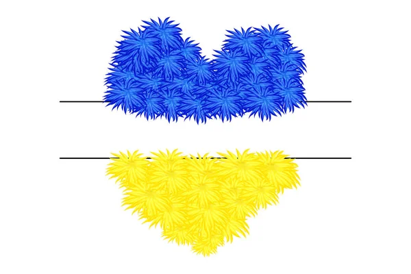 Drapeau ukrainien, drapeau national de fleurs monogramme avec deux couleurs bleu et jaune. Eléments pour le design. Texture peinte — Image vectorielle