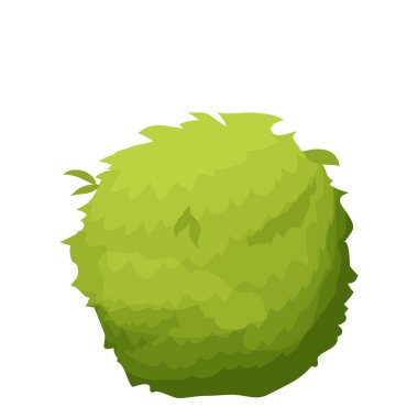 Bahçe, orman çalılığı beyaz arka planda karikatür tarzında izole edilmiş. Dekorasyon, tasarım ögesi, ui oyun varlığı.