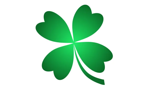 Lucky clover with four leaves in cartoon style isolated on white background. Saint Patricks Day symbol, decoration. — Stock Vector