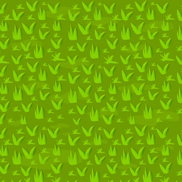 Grass, lawn abstract seamless background, game asset pattern, natural field herbs top view . Green meadow ui, gui. — Stok Vektör