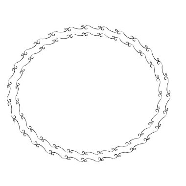 Zarif çiçek çerçevesi, elinde sınır silueti beyaz arka planda izole edilmiş karalama tarzı. Çelenk süsleme, hassas klipsleme sanatı